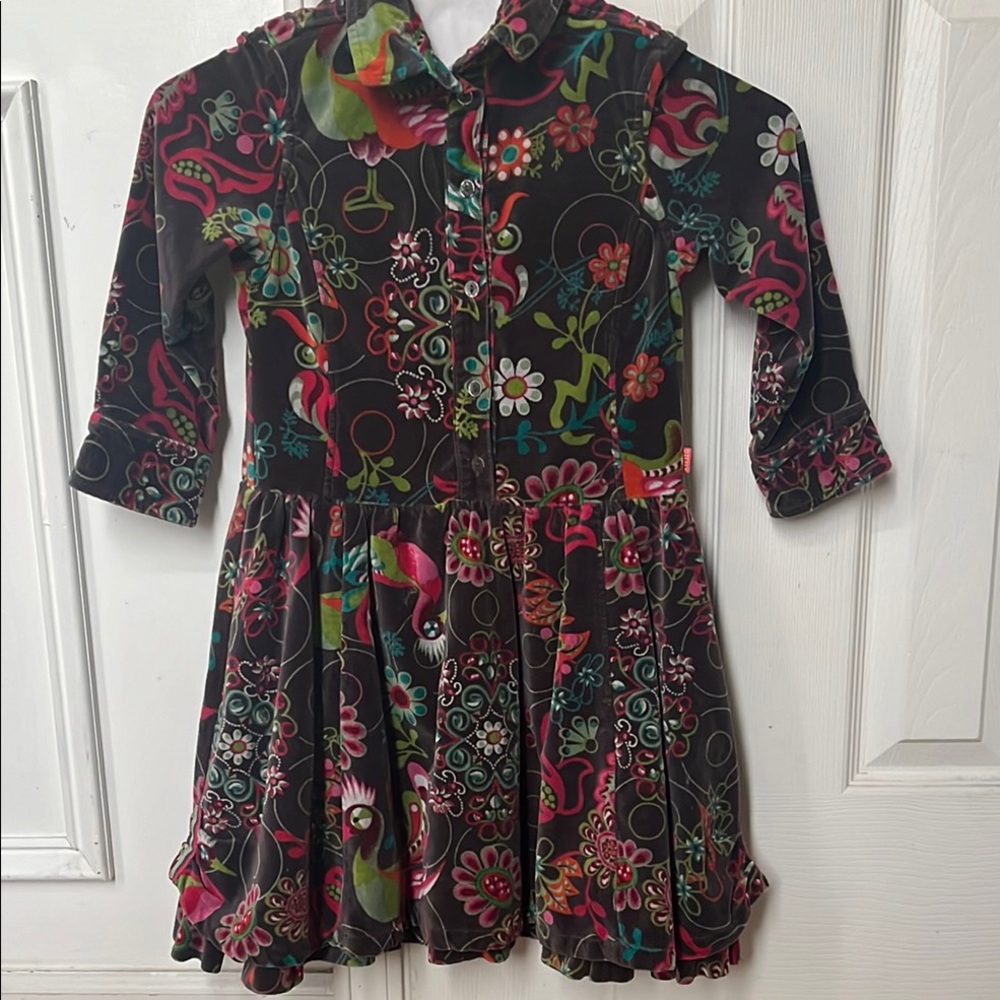 Oilily Black and Pink Floral Kids Dress
